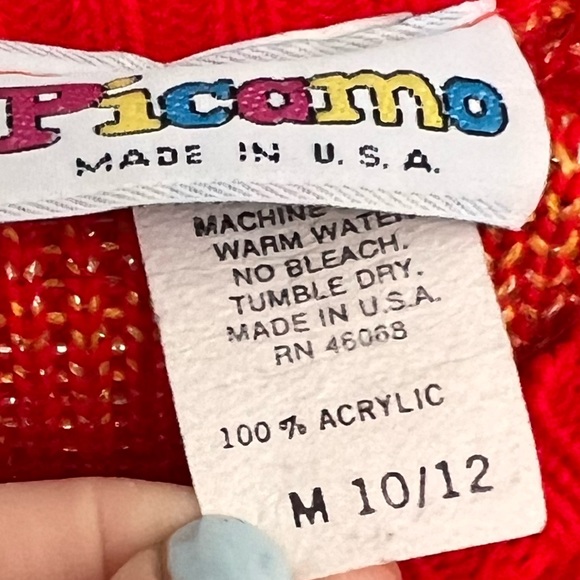 Fair Isle inspired holiday vintage red & blue sweater set - Picture 4 of 6